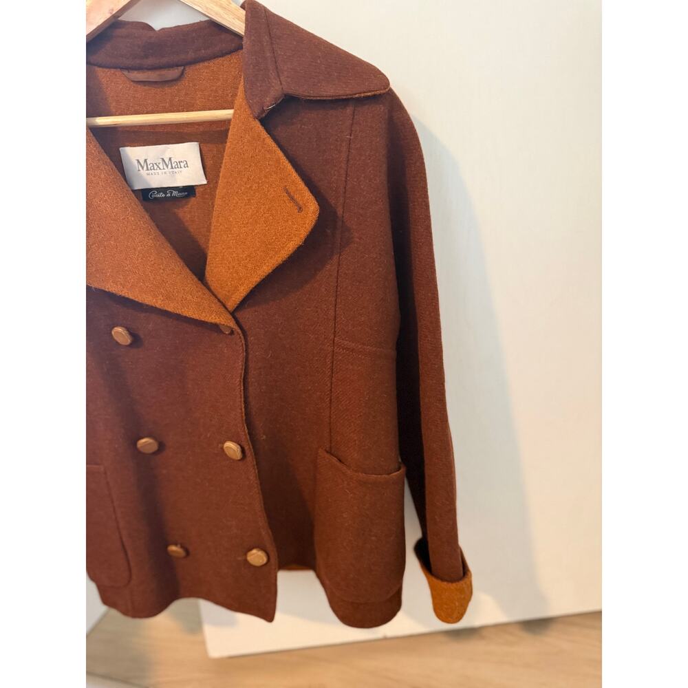 Max Mara Brown Wool Alpaca Angora Jacket ✨ Made in Italy Vintage Coat - Picture 2 of 8